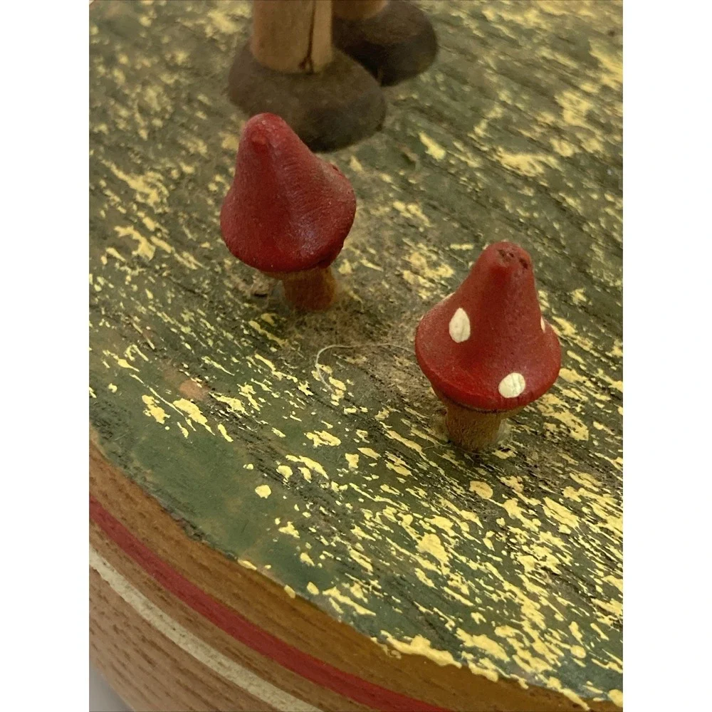 Rare ANRI Reuge Vtg Swiss Music Box Boy & Girl Happy Birthday Mushrooms Working!